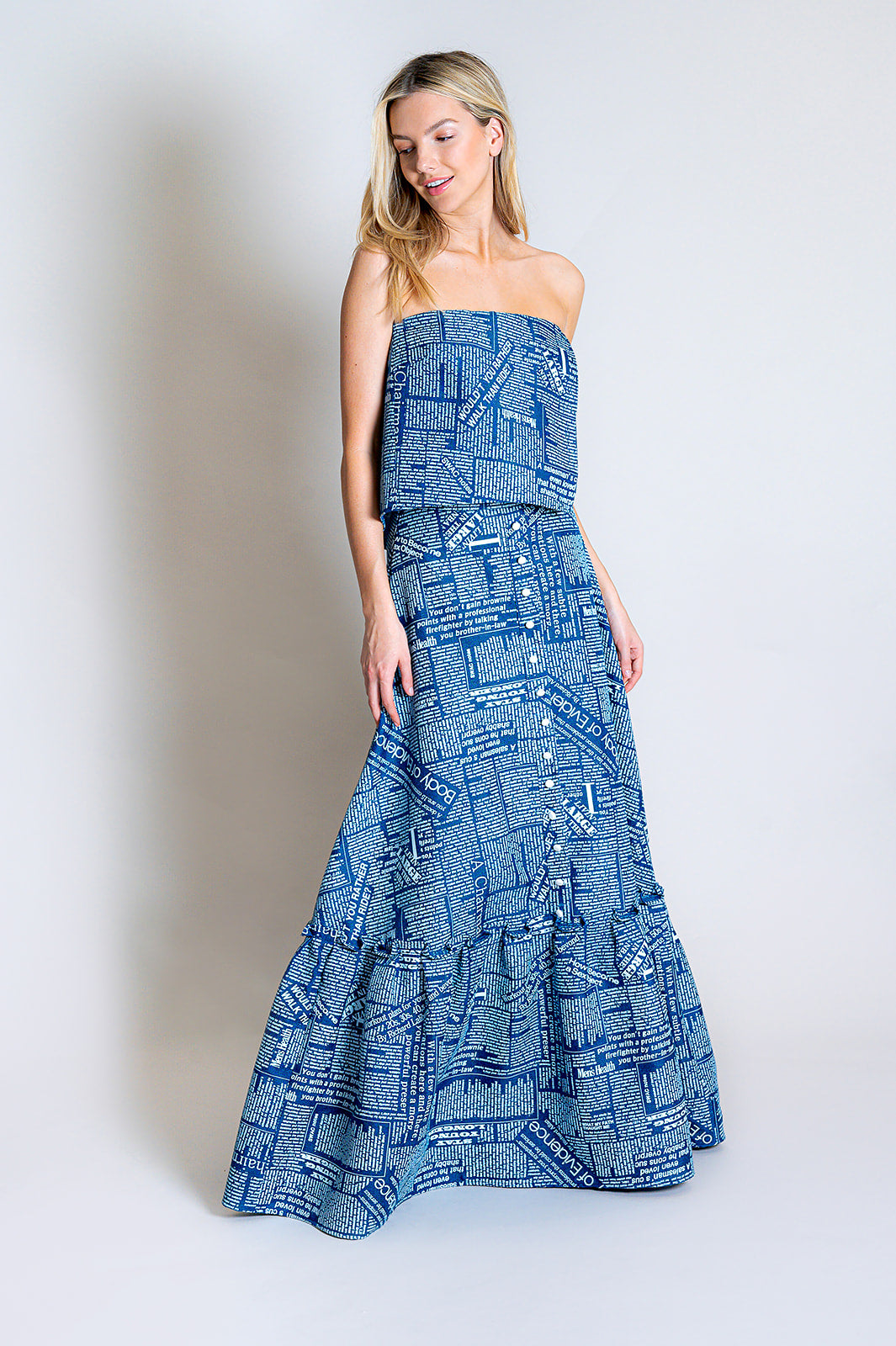 Newspaper print hot sale maxi dress